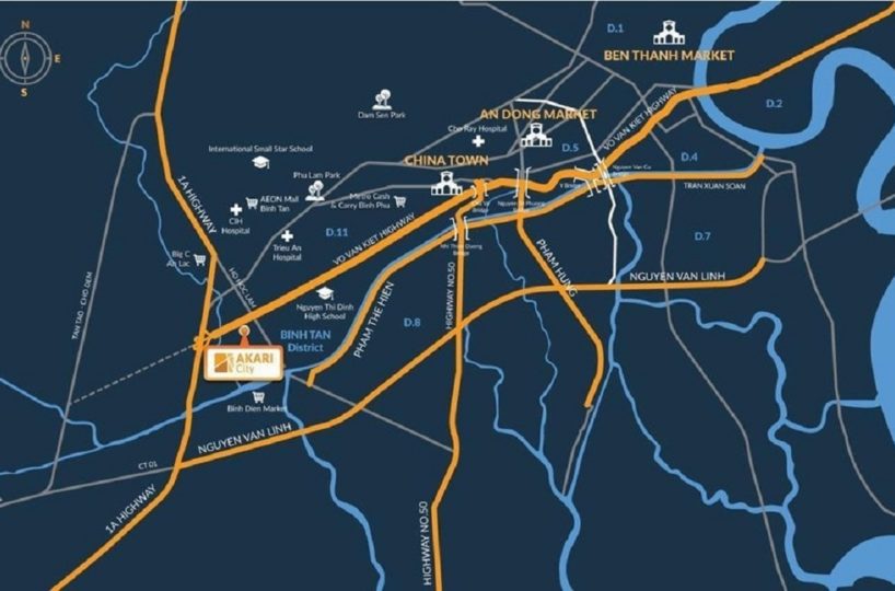 Vị trí dự án akari city bình tân