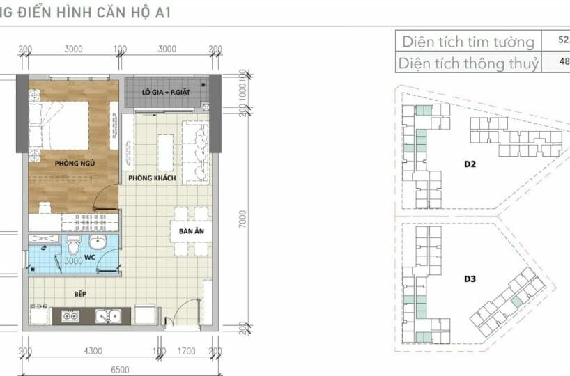 thiết kế căn 1PN aio city bình tân