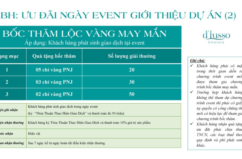Chính sách ngày event dự án d'Lusso