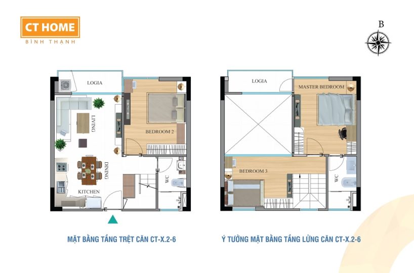 Mặt bằng căn hộ có tầng lửng CT Home Bình Thạnh