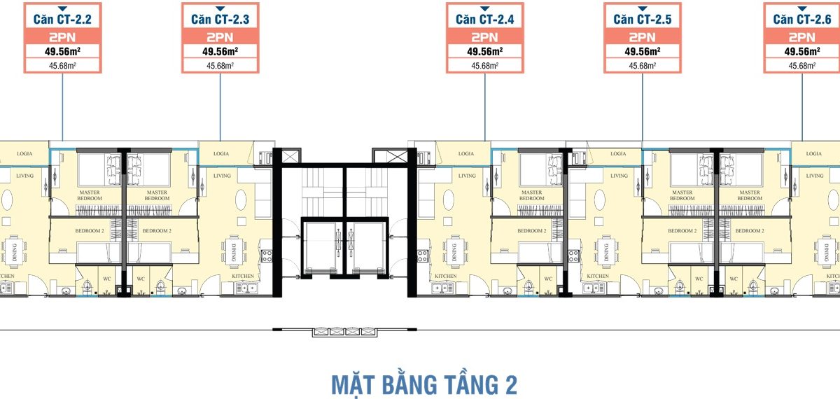 Mặt bằng tầng 2 CT Home Bình Thạnh