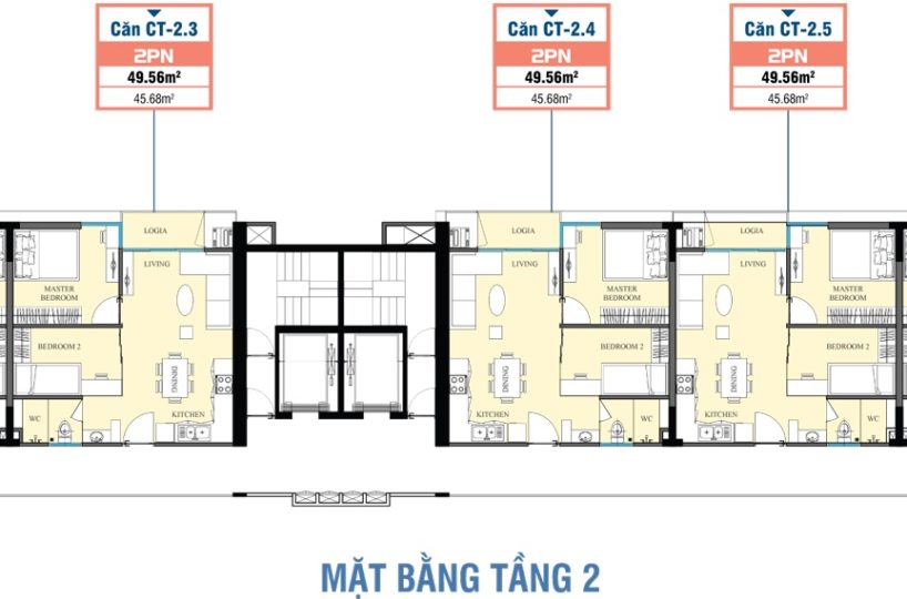 Mặt bằng tầng 2 CT Home Bình Thạnh