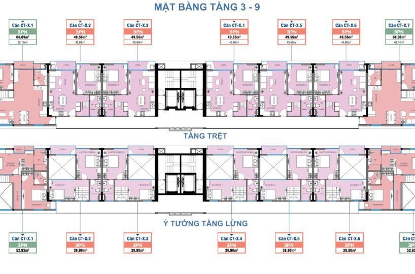 Mặt bằng tầng 3 - 9 CT Home Bình Thạnh