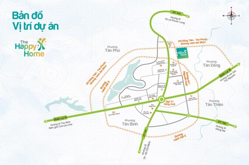 Vị trí dự án đất nền The Happy Home TP. Đồng Xoài