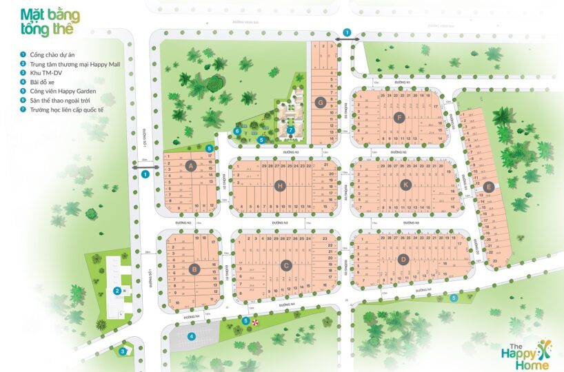 Mặt bằng dự án đất nền The Happy Home TP. Đồng Xoai