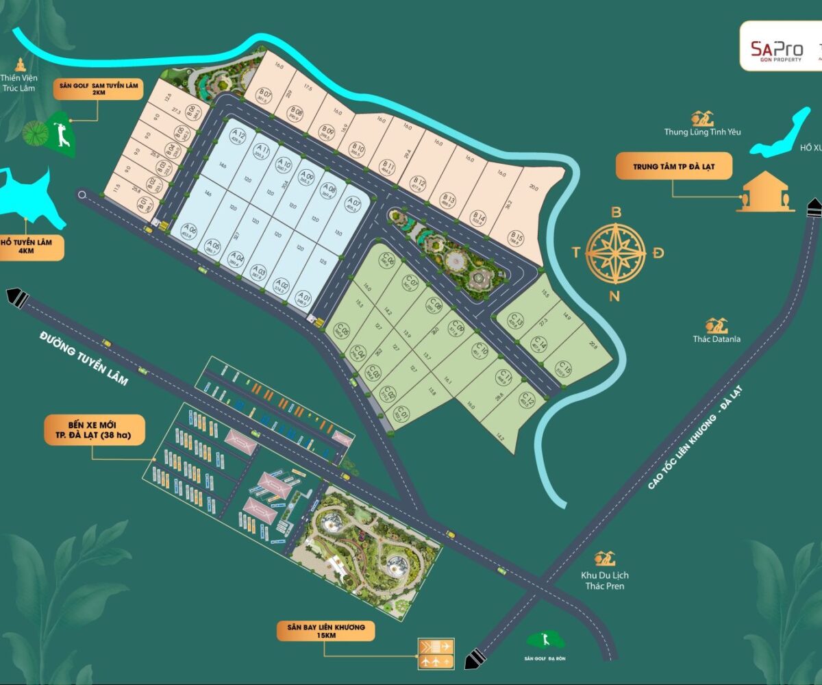 Mặt bằng dự án đất nền The Xinh Village TP. Đà Lạt