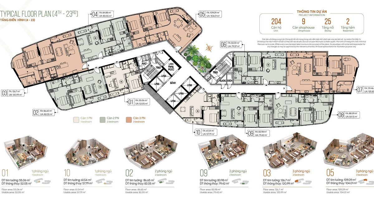Mặt bằng tầng dự án Thảo Điền Green Quận 2