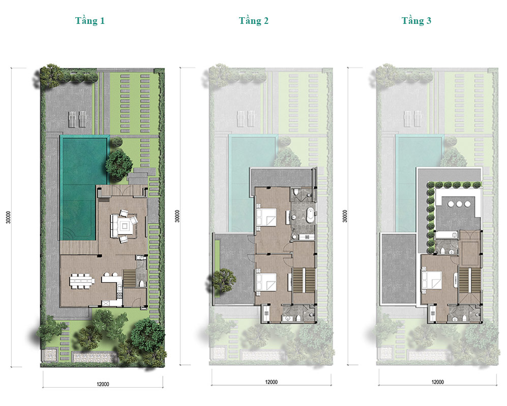 Biệt thự biển Lagoona Bình Châu 18 Mặt bằng Thiết kế biệt thự Lagoona Bình Châu 3 tầng